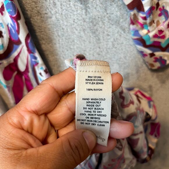 Soft Surroundings Palmero Soho Maxi Dress Button Front Long Sleeves SM Boho Chic - Picture 9 of 9